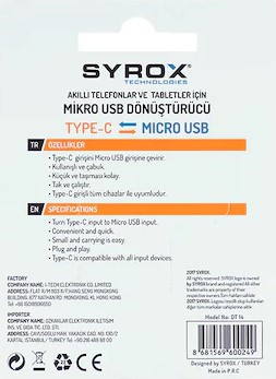 Micro USB - Type C dönüştürücü